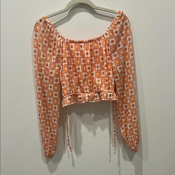 Madden nyc Floral Orange Women's Top - Picture 3 of 3